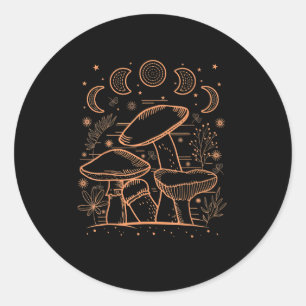 Sticker Rond Esthétique Goblincore Champignon Fungi Académique