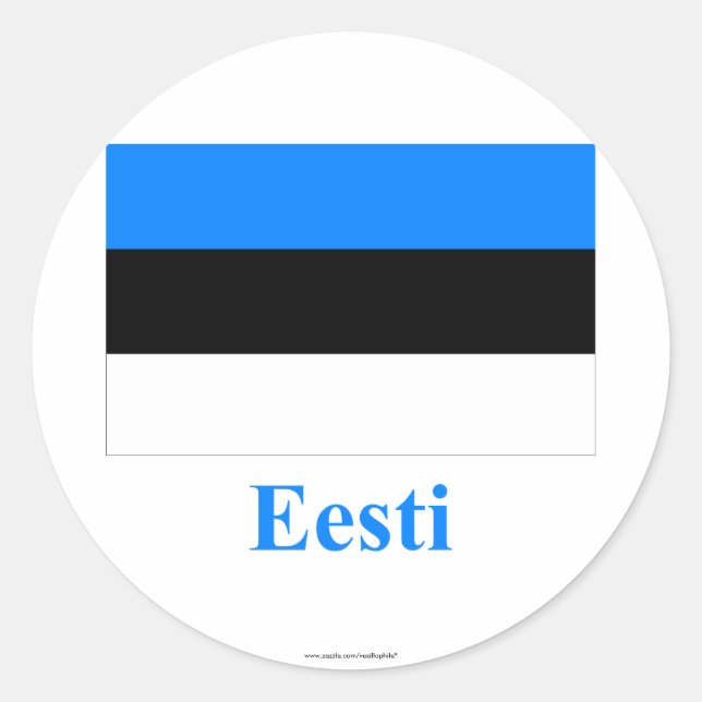Sticker Rond Estonie Drapeau avec nom en estonien (Devant)