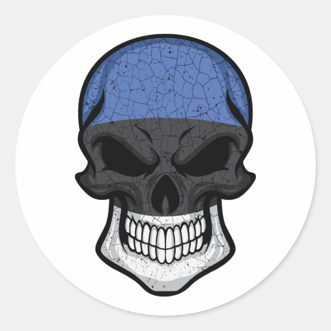 Sticker Rond Estonie Drapeau crâne souriant (Devant)