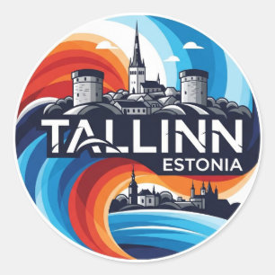 Sticker Rond Estonie Tallinn Travel