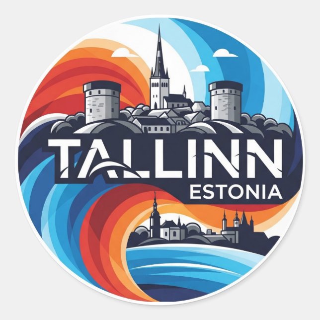 Sticker Rond Estonie Tallinn Travel (Devant)