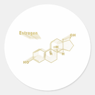 Sticker Rond Estrogen Hormone Formule chimique structurelle or