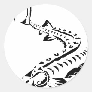 Sticker Rond Esturgeon tribal - Shovelnose