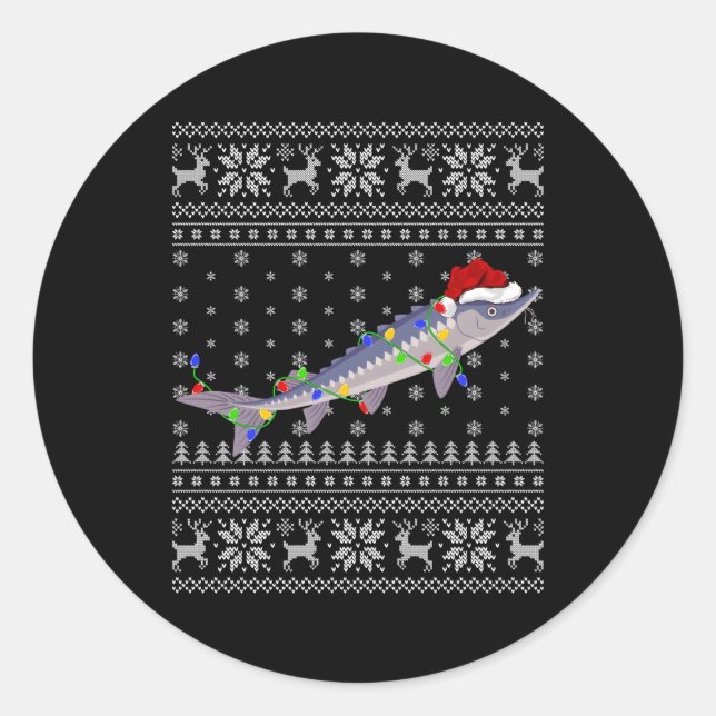 Sticker Rond Esturgeons Poisson Style Ejac (Devant)