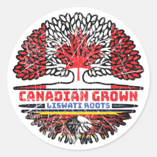 Sticker Rond Eswatini Liswati Drapeau canadien des racines d'ar