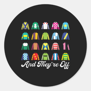 Sticker Rond Et Ils Hors Cheval Racing Derby Day Funny Silks
