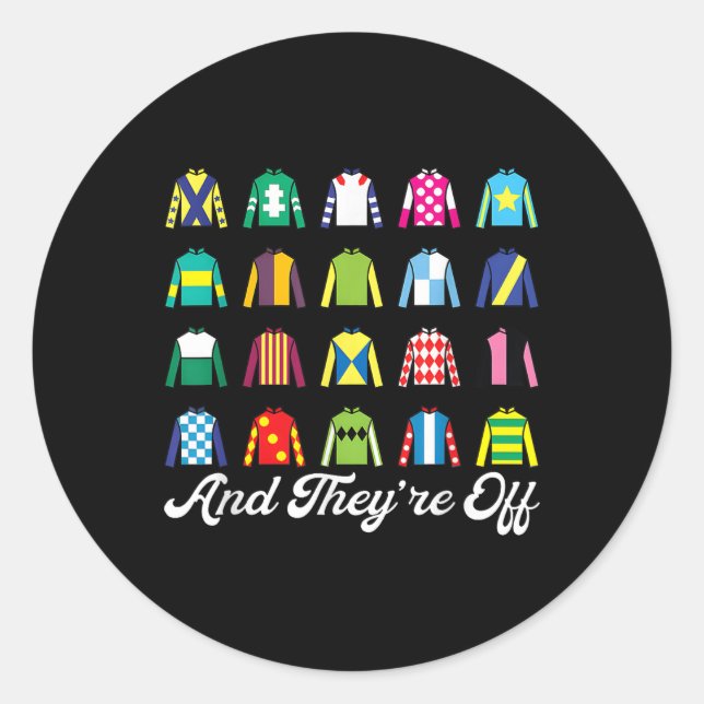 Sticker Rond Et Ils Hors Cheval Racing Derby Day Funny Silks (Devant)