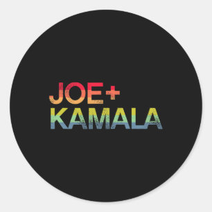 Sticker Rond Et Kamala Bold Retro Rainbow Pride Biden Harris