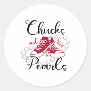 Sticker Rond Et Pearls I'm With Her Kamala 2024 pour le préside