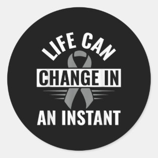 Sticker Rond Et Puis Un Jour Tout Changea Le Cancer Du Cerveau 