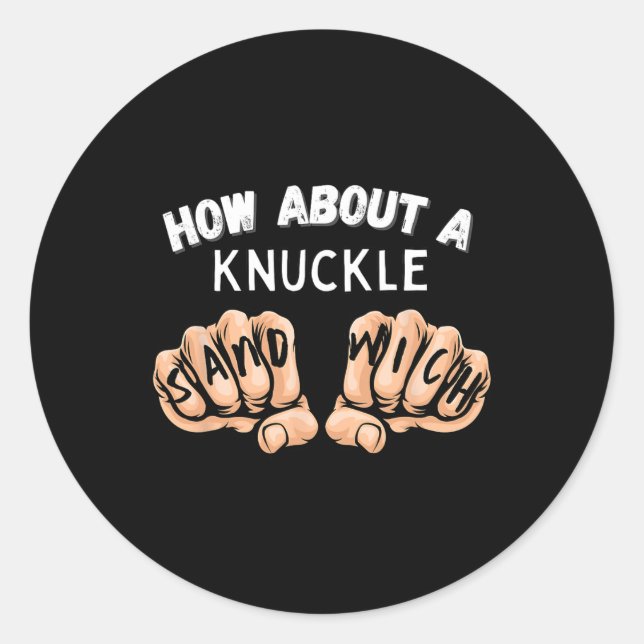 Sticker Rond Et Un Sandwich Knuckle - Poignard De Boxe (Devant)