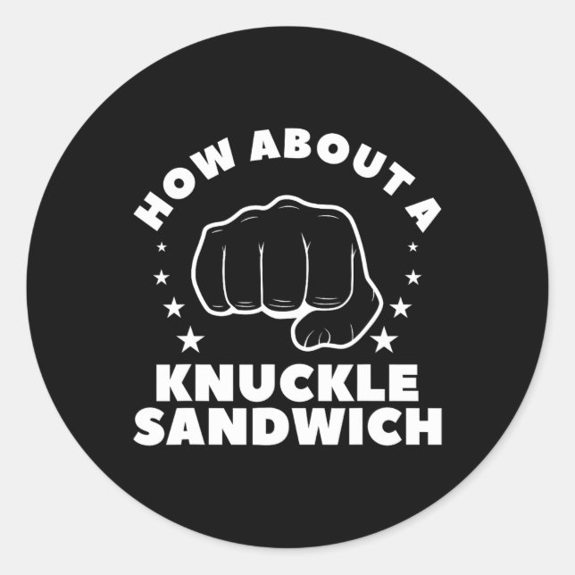 Sticker Rond Et Une Boîte De Boxe À Sandwich Knuckle 2 (Devant)