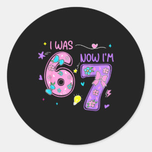 Sticker Rond Était 6 7 joyeux 7ème anniversaire garçon fille dr