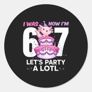 Sticker Rond Était six sept mignon axolotl 7e anniversaire 6 7