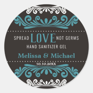 Sticker Rond Étaler Amour Mariage Main Sanitizer Favorisant Ble