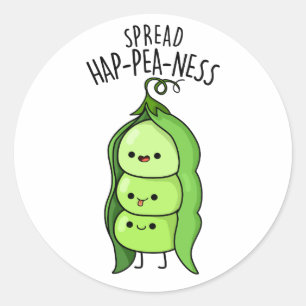 Sticker Rond Étaler Hap-Pea-ness Funny Peas Pun