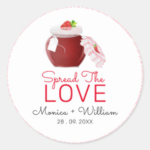 Sticker Rond Étaler la confiture de fraise Love   MARIAGE