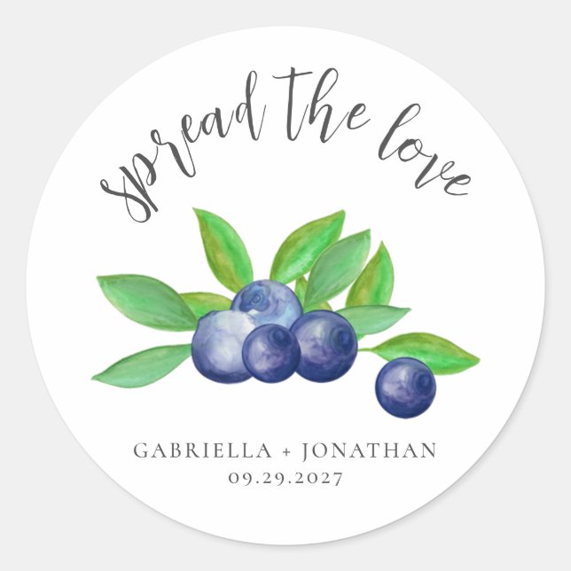 Sticker Rond Étaler L'Amour Blueberry Jam Mariage Favoriser (Devant)
