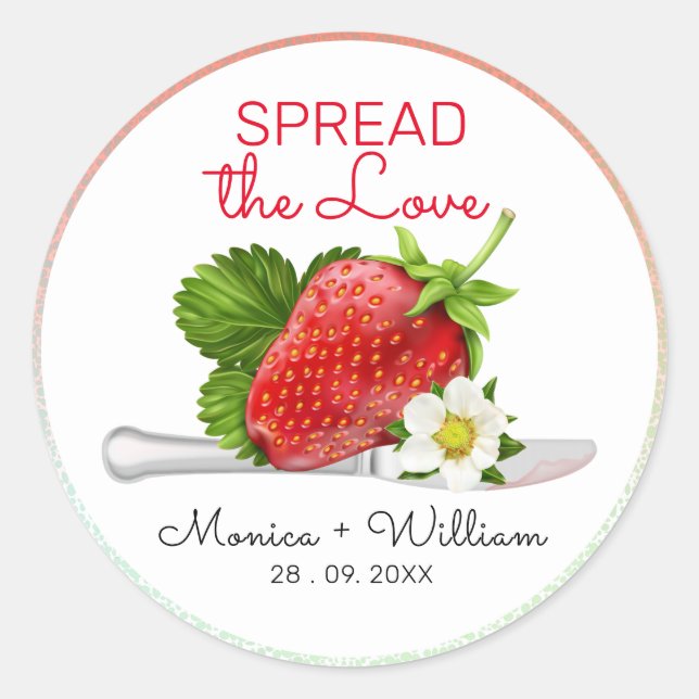 Sticker Rond Étaler l'amour Mariage aux fraises (Devant)