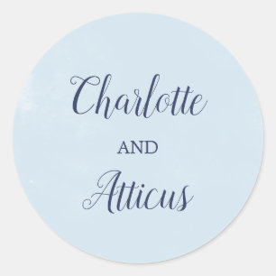 Sticker Rond Etanchéité Mariage d'enveloppe bleu clair