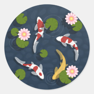 Sticker Rond Étang de poisson japonais Koi 2