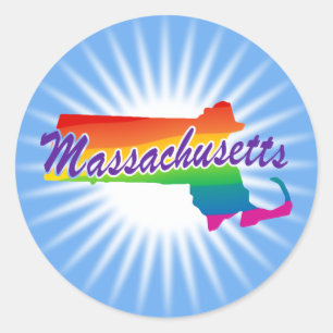 Sticker Rond État Arc-En-Ciel Du Massachusetts