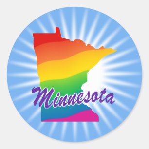 Sticker Rond État Arc-En-Ciel Du Minnesota