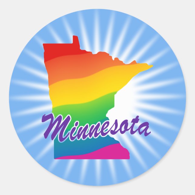 Sticker Rond État Arc-En-Ciel Du Minnesota (Devant)