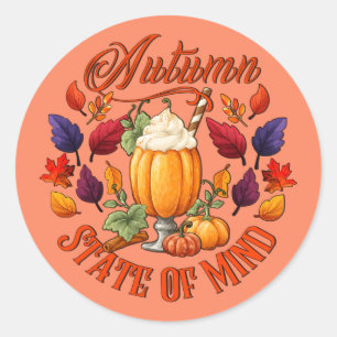 Sticker Rond État D'Esprit Orange D'Automne