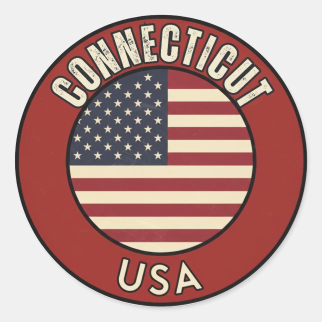 Sticker Rond État du Connecticut (Devant)