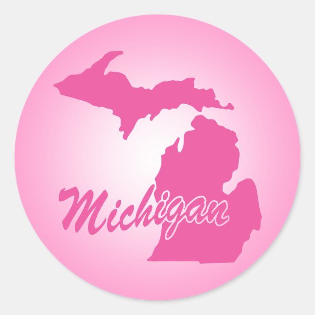 Sticker Rond État rose Michigan (Devant)