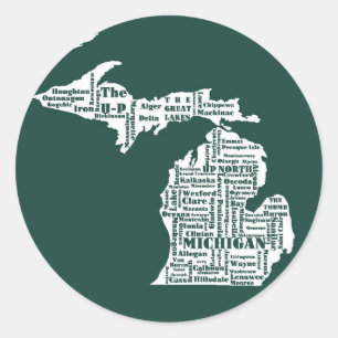 Sticker Rond État vert des villes du Michigan