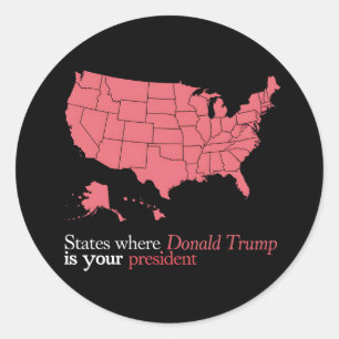 Sticker Rond États où Trump est votre président 47e carte des É