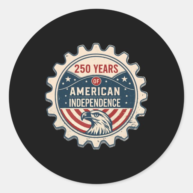 Sticker Rond Etats-Unis 250 ans Amérique 250e anniversaire Indé (Devant)
