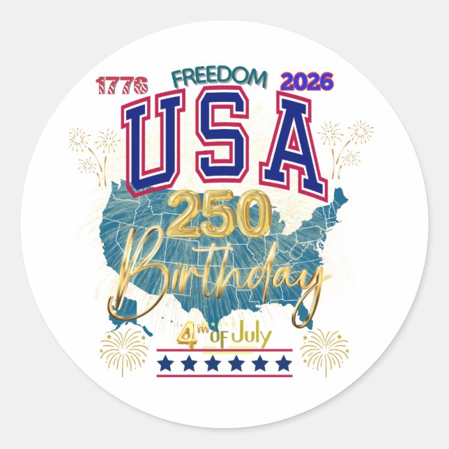 STICKER ROND ÉTATS-UNIS 250 ANS DE LIBERTÉ (Devant)