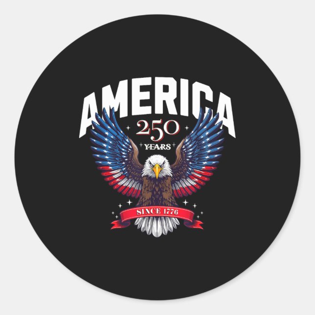 Sticker Rond États-Unis 250 ans depuis 1776 conception d'aigle  (Devant)