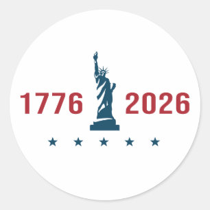 Sticker Rond États-Unis 250 Patriote 1776 2026 Statue de la Lib