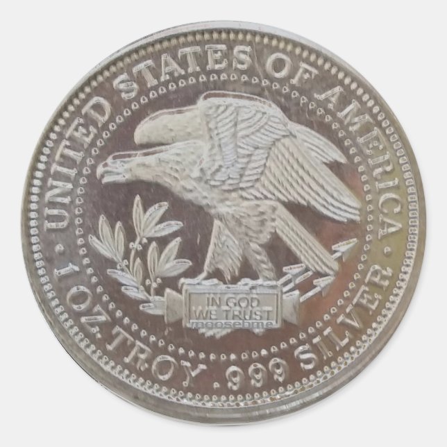 Sticker Rond États-Unis .999 Once ronde en argent (Devant)