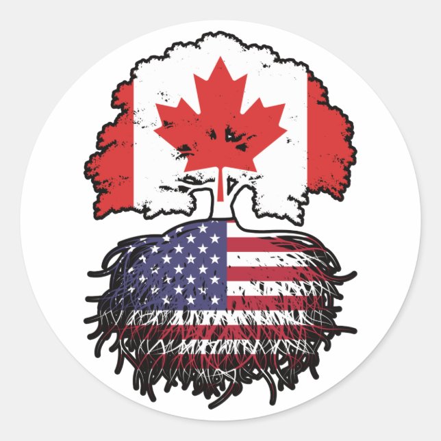 Sticker Rond États-Unis Amérique Canada drapeau des racines de  (Devant)