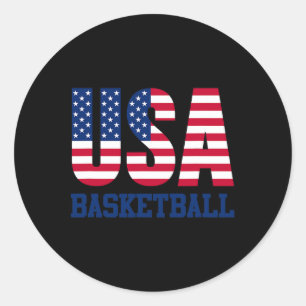 Sticker Rond États-Unis Avec Drapeau Américain Croquis Sport Fe