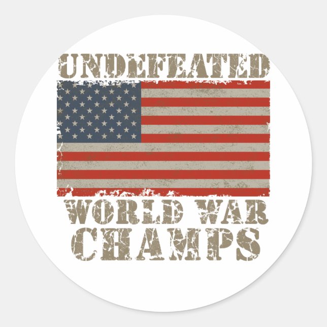 Sticker Rond États-Unis, Champions de la Guerre Mondiale non va (Devant)