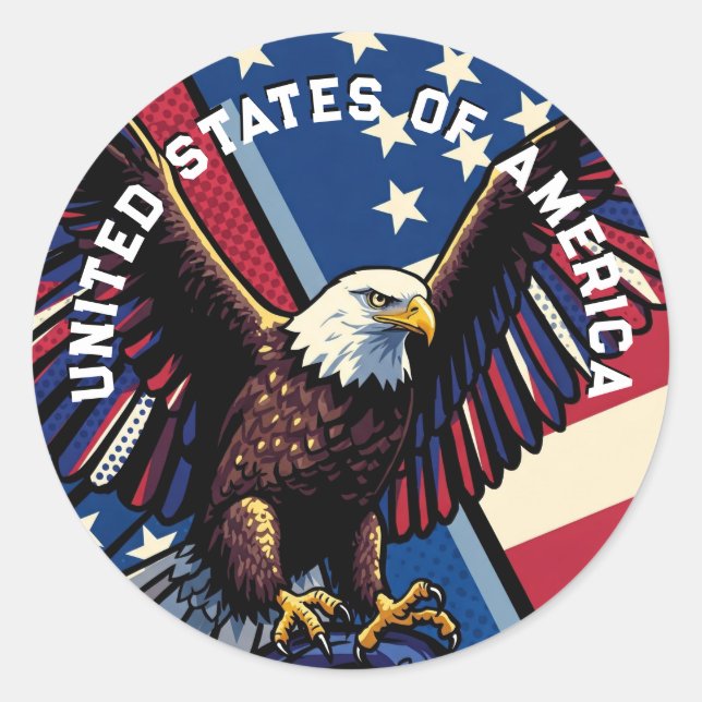 Sticker Rond États-Unis d'Amérique (Devant)