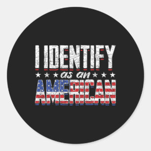Sticker Rond États-Unis Drapeau États-Unis 4 juillet Je M'Ident