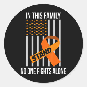Sticker Rond États-Unis Drapeau Orange Ribbon Produits Leucémie