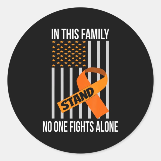 Sticker Rond États-Unis Drapeau Orange Ribbon Produits Leucémie (Devant)