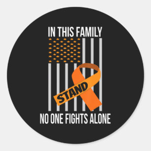 Sticker Rond États-Unis Drapeau Orange Ribbon Produits Leucémie