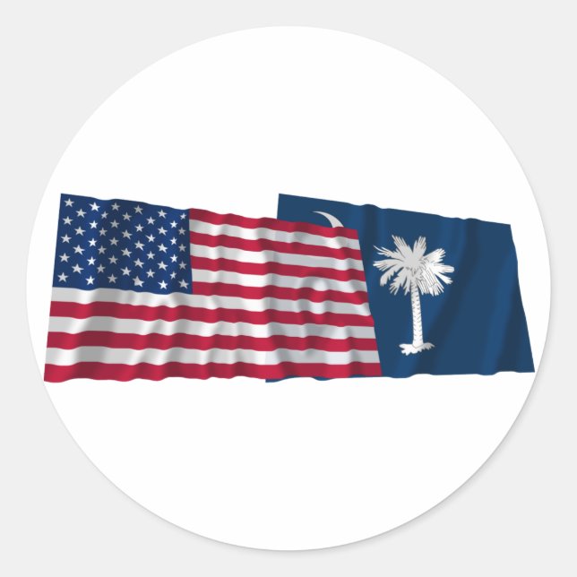 Sticker Rond États-Unis et Caroline du Sud drapeaux d'alerte (Devant)
