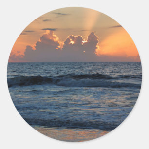 Sticker Rond États-Unis, Géorgie, île de Tybee, plage de Tyb