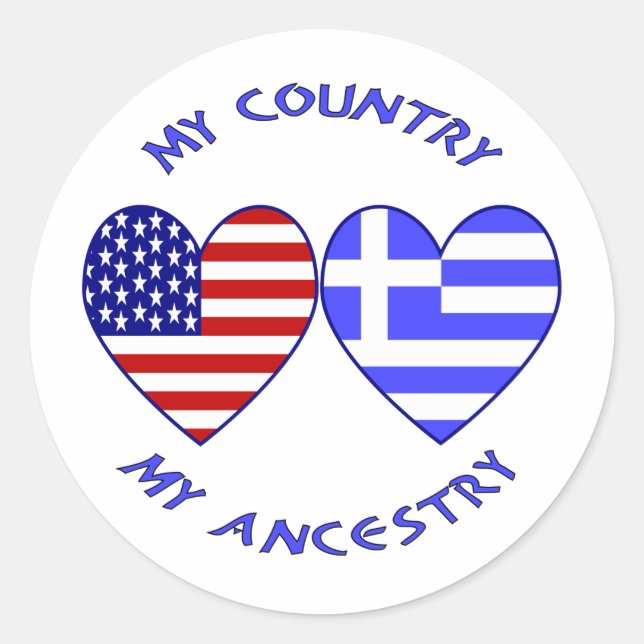 Sticker Rond Etats-Unis / Grèce Pays Ancêtre (Devant)