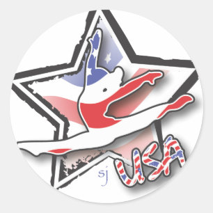 Sticker Rond États-Unis Gymnastique féminine